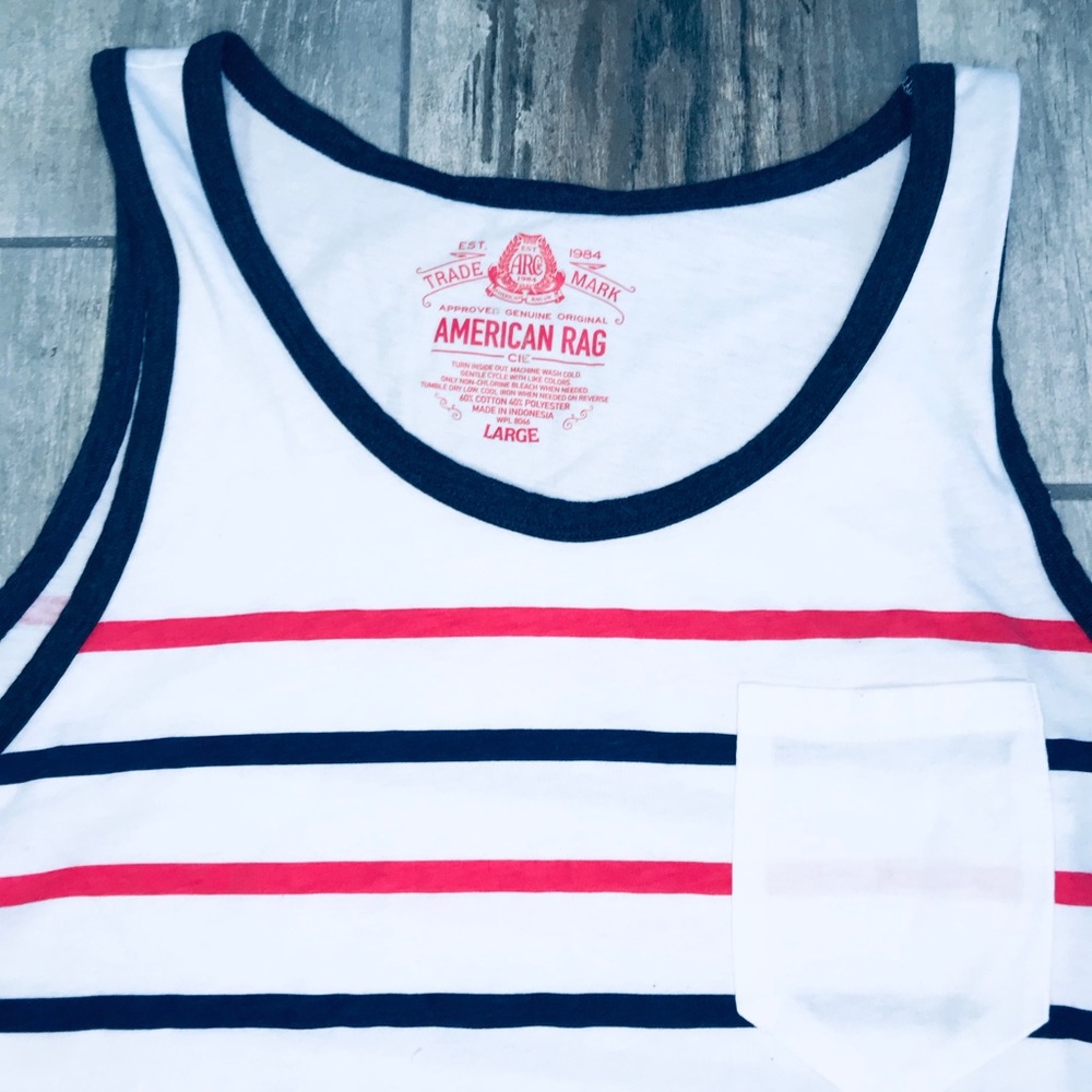 American Rag Red White and Blue Striped Tank Top - Picture 3 of 4